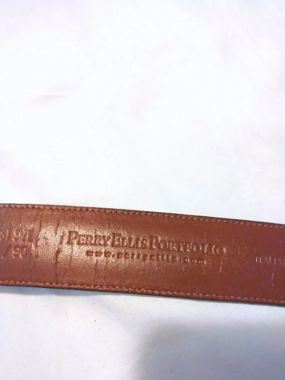 Perry Ellis Portfolio Italian Full Grain Cowhide Leather Belt Size 36 Brown